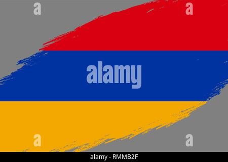 Grunge styled flag of Armenia. Brush stroke background Stock Vector ...