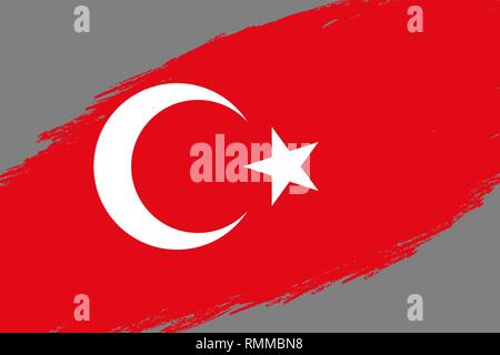 Brush stroke background with Grunge styled flag of Turkey Stock Vector
