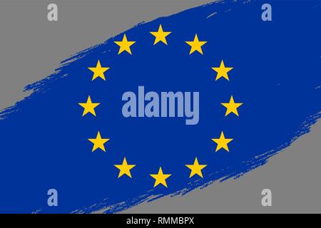 Grunge styled flag of European Union. Brush stroke background Stock ...