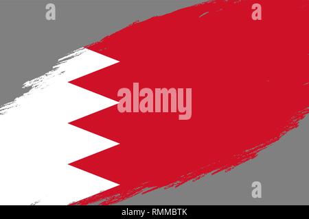 Brush stroke background with Grunge styled flag of Bahrain Stock Vector