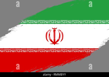 Brush stroke background with Grunge styled flag of Iran Stock Vector