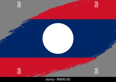 Brush stroke background with Grunge styled flag of Laos Stock Vector