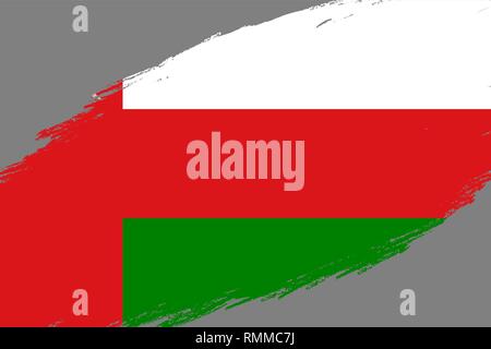 Brush stroke background with Grunge styled flag of Oman Stock Vector
