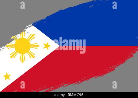 Brush stroke background with Grunge styled flag of Philippines Stock Vector