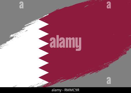 Brush stroke background with Grunge styled flag of Qatar Stock Vector