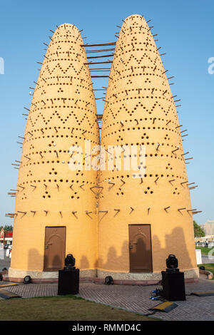 Doha, Qatar - November 7, 2016. Bird Towers in Katara cultural village in Doha, Qatar. Stock Photo