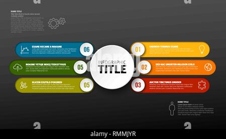 Vector dark multipurpose Infographic template with six elements Stock Vector
