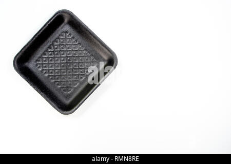 Black foam tray isolated in white background Stock Photo