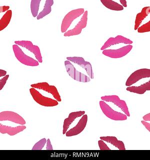 Lipstick kiss seamless pattern. for textile, web, surface design, scrapbook Stock Vector