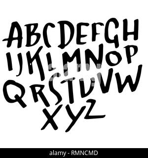 Simple alphabet letters. Handdrawn grunge ink font. Vector illustration. Stock Vector