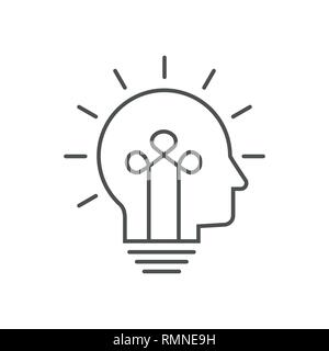 Human head bulb lamp logo vector idea smart icon. Head idea icon vector, solid illustration, pictogram isolated on white. Editable Stroke. EPS 10 Stock Vector