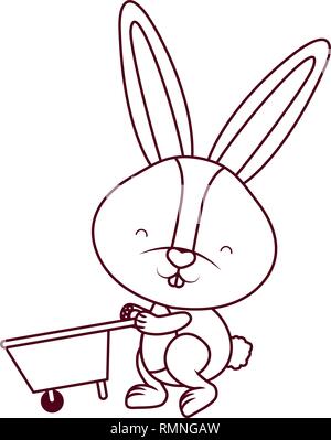 bunny with wheelbarrow isolated icon Stock Vector