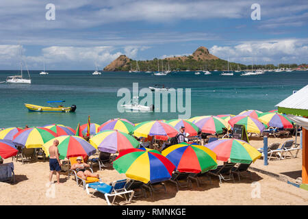 Beach view, Reduit Beach, Rodney Bay, Gros Islet Quarter, Saint Lucia, Lesser Antilles, Caribbean Stock Photo