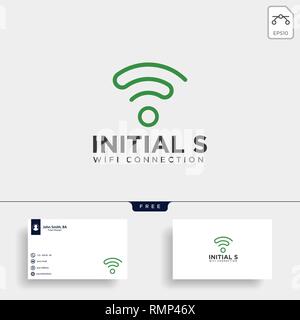 initial S wifi connection communication creative logo template vector illustration icon element isolated - vector Stock Vector