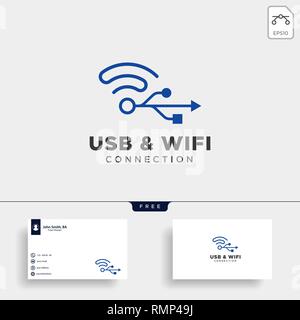 usb wifi connection communication creative logo template vector illustration icon element isolated - vector Stock Vector