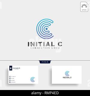 initial C wifi connection communication creative logo template vector illustration icon element isolated - vector Stock Vector