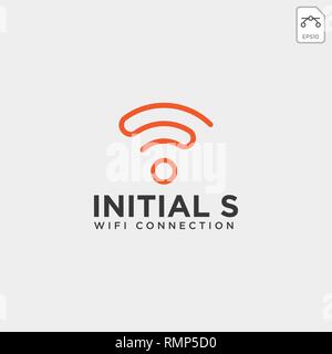 initial S wifi connection communication creative logo template vector illustration icon element isolated - vector Stock Vector