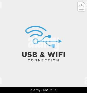usb wifi connection communication creative logo template vector illustration icon element isolated - vector Stock Vector
