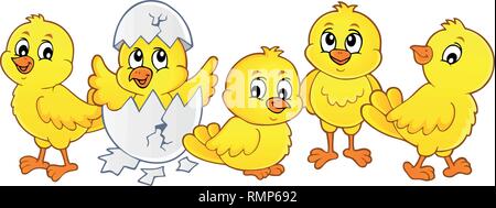 Cute chickens topic image 1 - eps10 vector illustration. Stock Vector