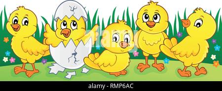 Cute chickens topic image 2 - eps10 vector illustration. Stock Vector