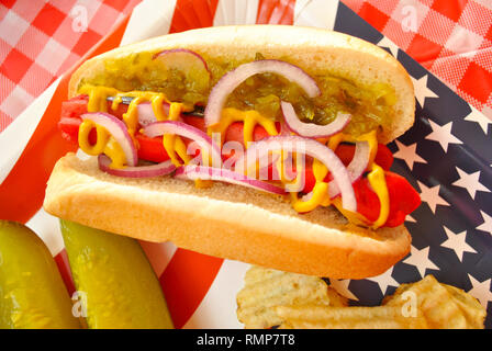 American Picnic Hotdog Lunch Stock Photo