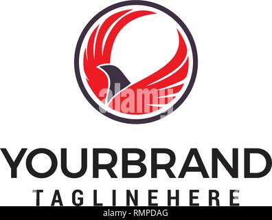 Abstract bird logo design in circle shapes designs concept template Stock Vector