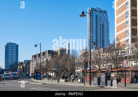 Old Street, East London UK, looking west towards Old Street roundabout Stock Photo