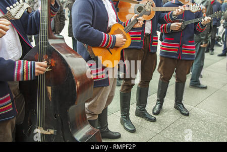 Croatian musicians in traditional Slavonian costumes Stock Photo