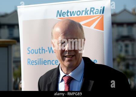 Dawlish, UK. 15th Feb, 2019. 15/02/2019  MP Chris Grayling visiting Dawlish. - Photo mandatory by-line: Andy Styles - Tel: 01626 872731 - Mobile: 07834214253 TQAS20190215B-005 C Credit: Andy Styles Photography/Alamy Live News Stock Photo