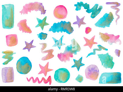 Watercolor colored spots geometry abstraction star. Abstract composition Stock Photo
