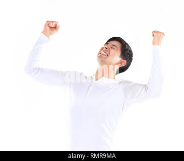 background image. a very happy young man. on a white background Stock Photo