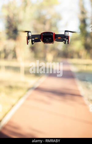 Drone in the air park flying Stock Photo