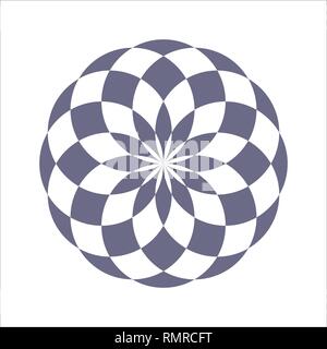 Monochrome elegant circular pattern in black and white. Circular mathematical ornament. A vector circular pattern from the crossed circles. Mandala. Stock Vector