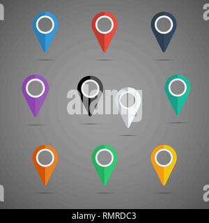 Colorful map pointer icon set. Vector design elements collection Stock Vector