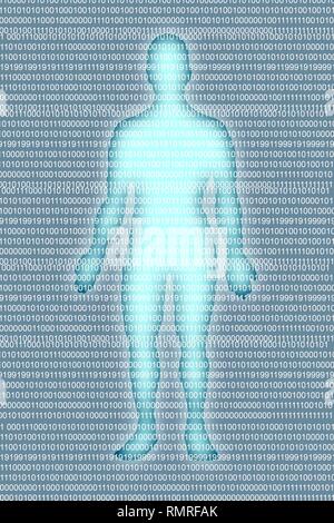 Man with binary code numbers, illustration Stock Photo