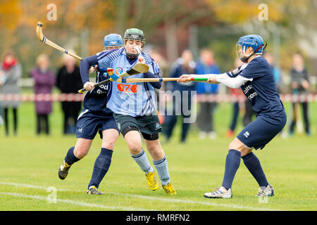 Mowi Women's Shinty Camogie Challenge Match played at The Bught, Inverness. Stock Photo