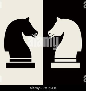 Ebony and Ivory chess knights vector illustration Stock Vector