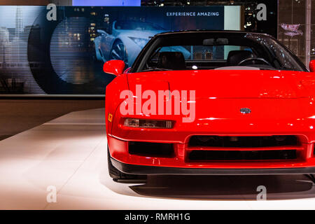 Chicago, IL, USA - February 7, 2019: Shot of the 1991 Acura NSX at the 2019 Chicago Auto Show, celebrating 30 years of the NSX. Stock Photo