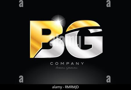 combination letter bg b g gold golden alphabet logo icon design with ...