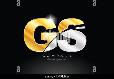 combination letter gs g s gold golden alphabet logo icon design with ...