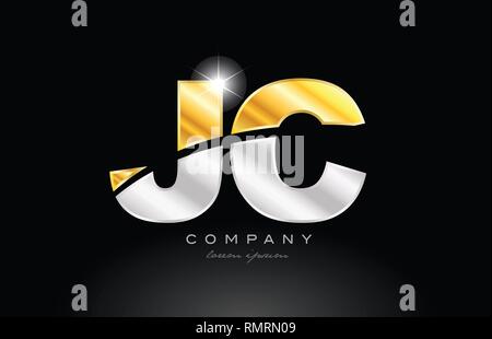 combination letter jc j c gold golden alphabet logo icon design with ...