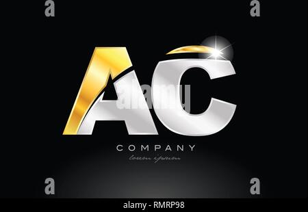 combination letter ac a c gold golden alphabet logo icon design with ...