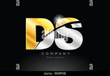 silver letter ds d s metal combination alphabet logo icon design with ...