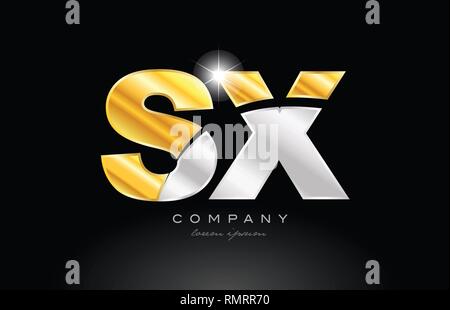 silver letter sx s x metal combination alphabet logo icon design with ...