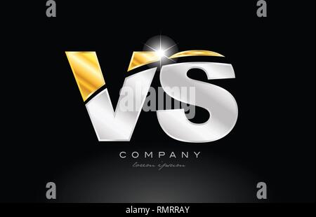 gold black alphabet letter vs v s logo combination design suitable for ...