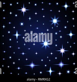 Light glare, space stars. Illustration of lens flares. Stock Vector