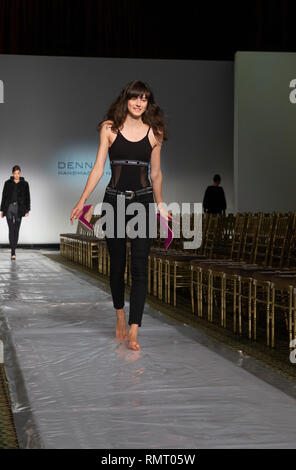 Model walks runway during rehearsal for Dennis Basso Fall/Winter collection runway during New York Fashion Week at Cipriani 42nd Street (Photo by Lev Radin / Pacific Press) Stock Photo