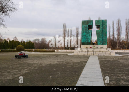 Vukovar, Croatia - January 1st 2019. Eternal Flame memorial for the casualties of the Homeland War or the Croatian War of Independence in the Vukovar  Stock Photo