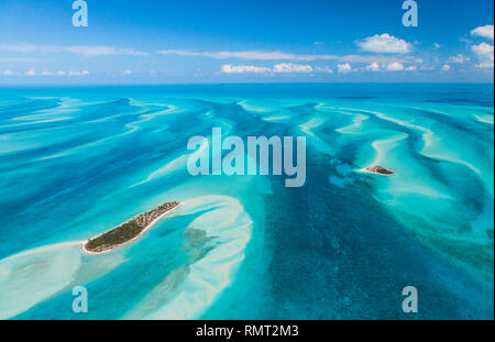 Aerial view, Eleuthera, Bahamas, America Stock Photo