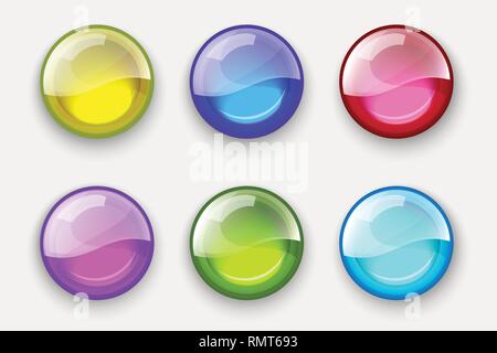 set of colored spheres. Glass vector buttons. Glossy spheres Stock Vector